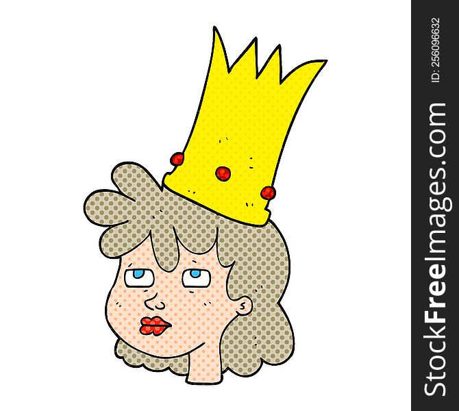 freehand drawn cartoon queen with crown