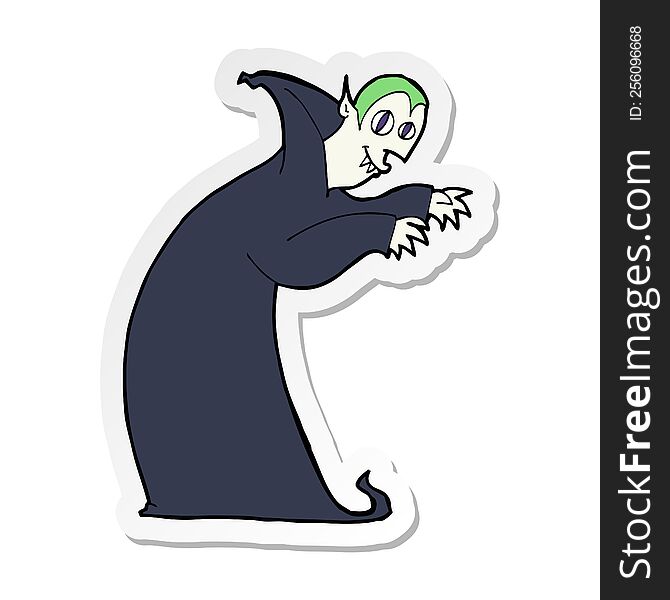 Sticker Of A Cartoon Spooky Vampire