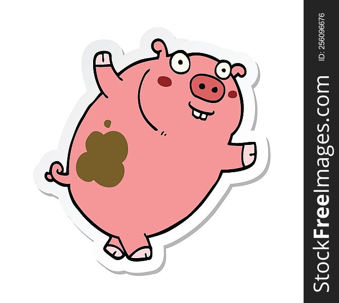 sticker of a funny cartoon pig