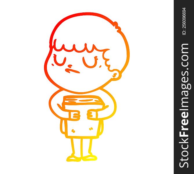 Warm Gradient Line Drawing Cartoon Grumpy Boy
