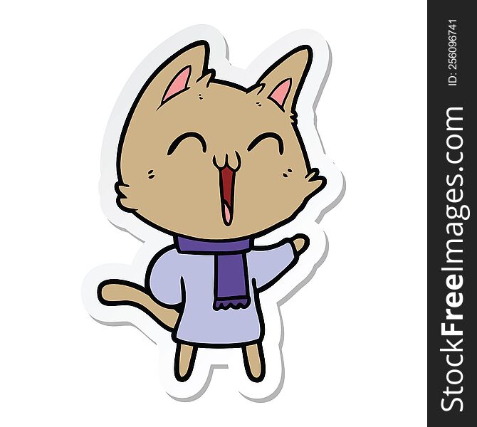 Sticker Of A Happy Cartoon Cat