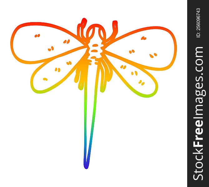 rainbow gradient line drawing of a cartoon huge insect