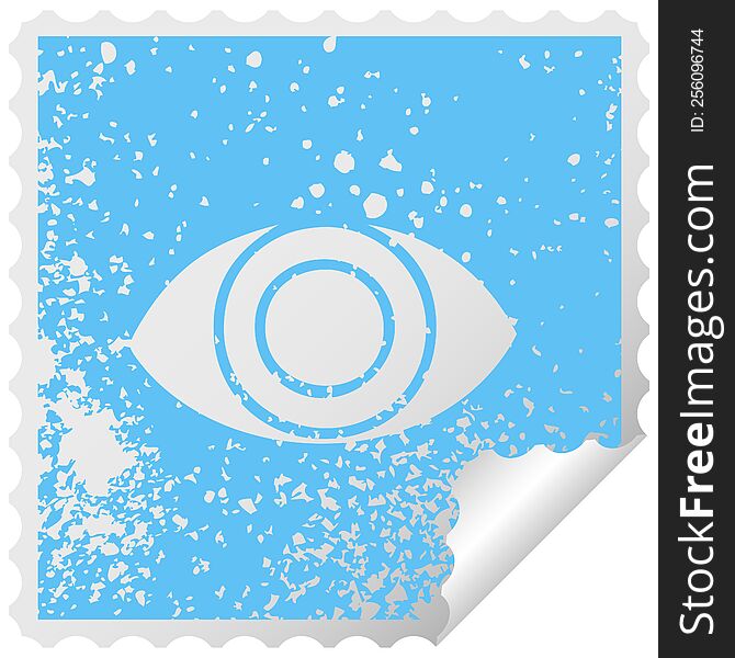 Distressed Square Peeling Sticker Symbol Eye