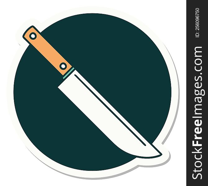 sticker of tattoo in traditional style of a knife. sticker of tattoo in traditional style of a knife