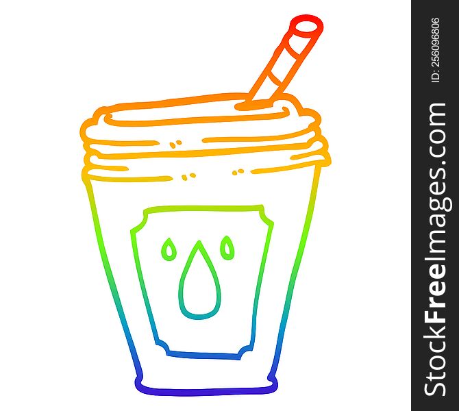 rainbow gradient line drawing cartoon juice bar drink