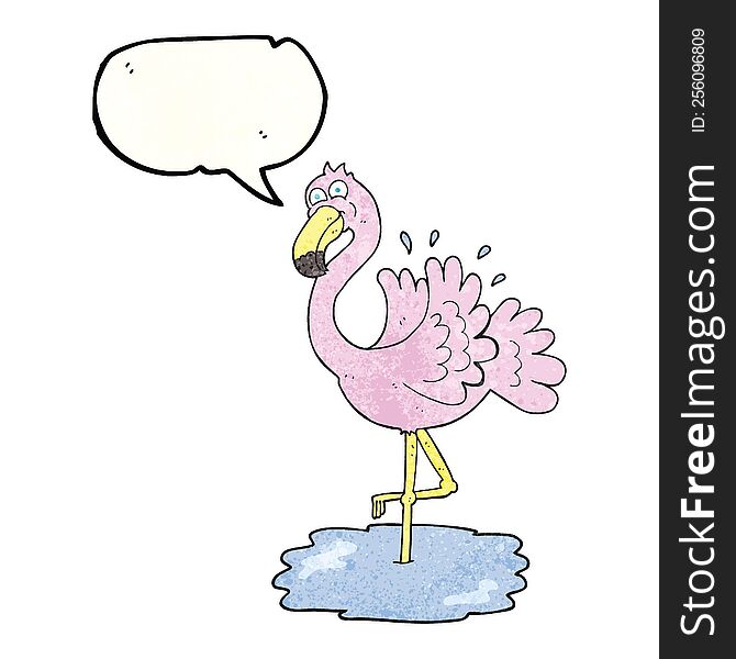 Speech Bubble Textured Cartoon Flamingo