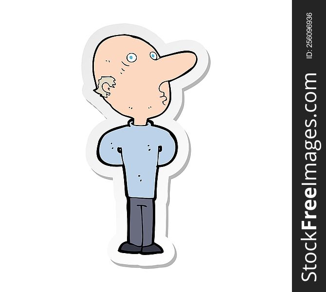 sticker of a cartoon balding man
