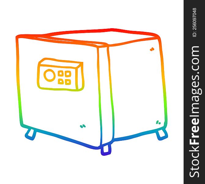 rainbow gradient line drawing of a cartoon safe