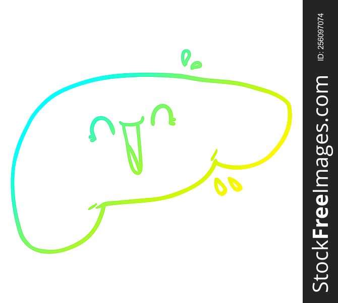 Cold Gradient Line Drawing Cartoon Liver