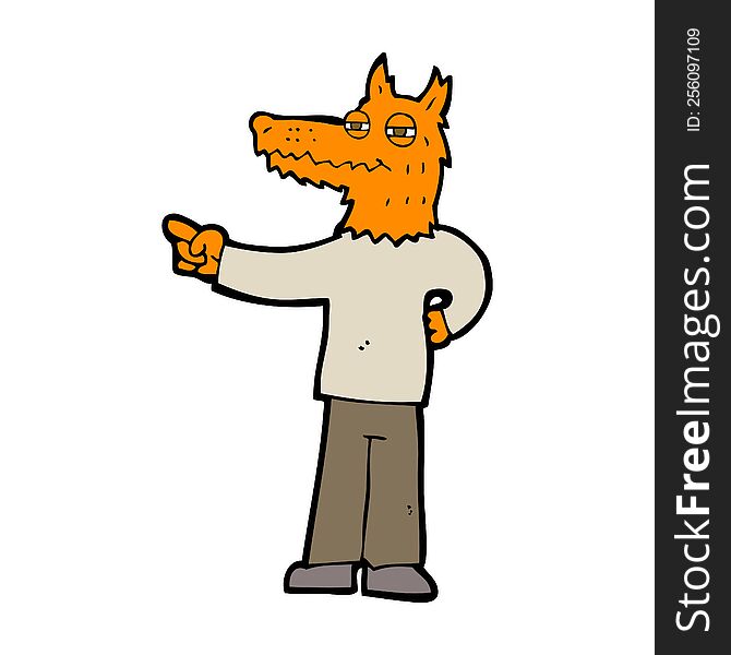 Cartoon Pointing Fox Man