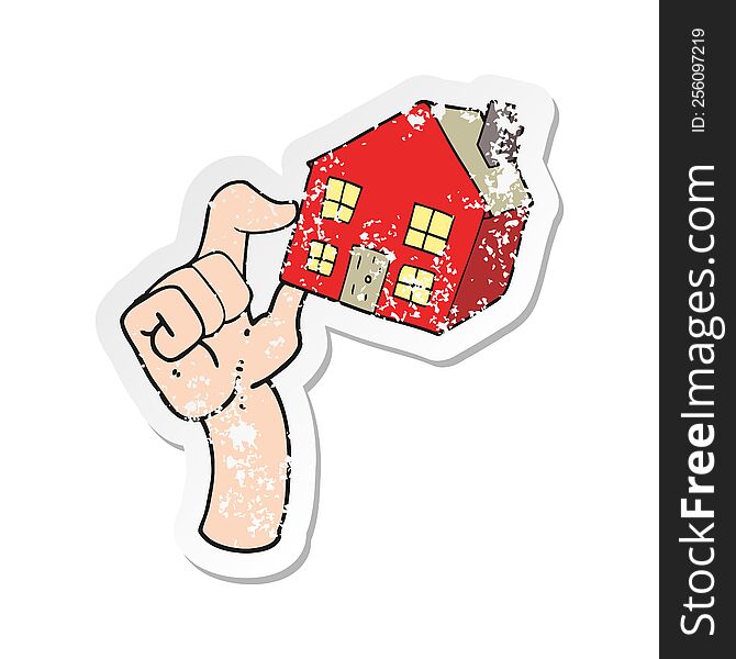 retro distressed sticker of a cartoon housing market