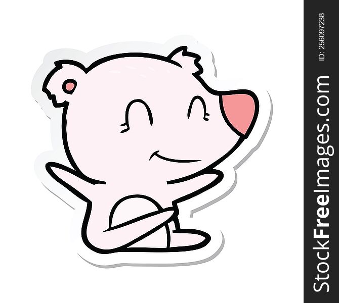 sticker of a smiling bear cartoon