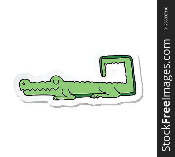 Sticker Of A Quirky Hand Drawn Cartoon Crocodile