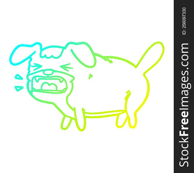 cold gradient line drawing of a cartoon dog barking