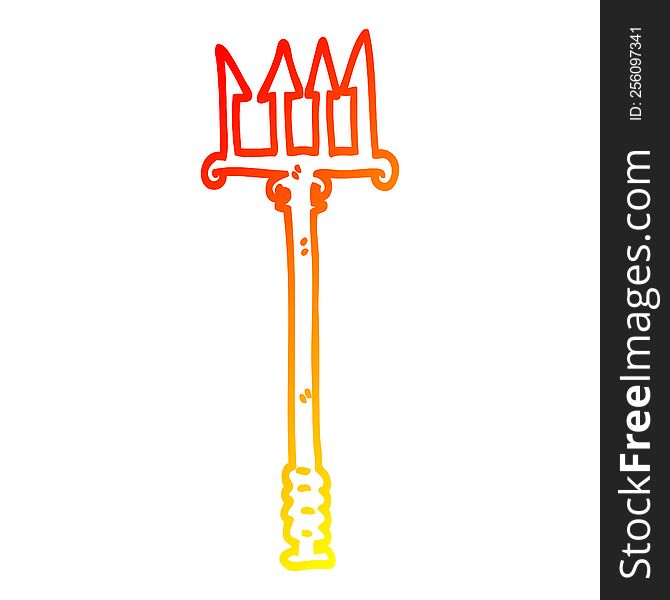 warm gradient line drawing of a cartoon pitchfork