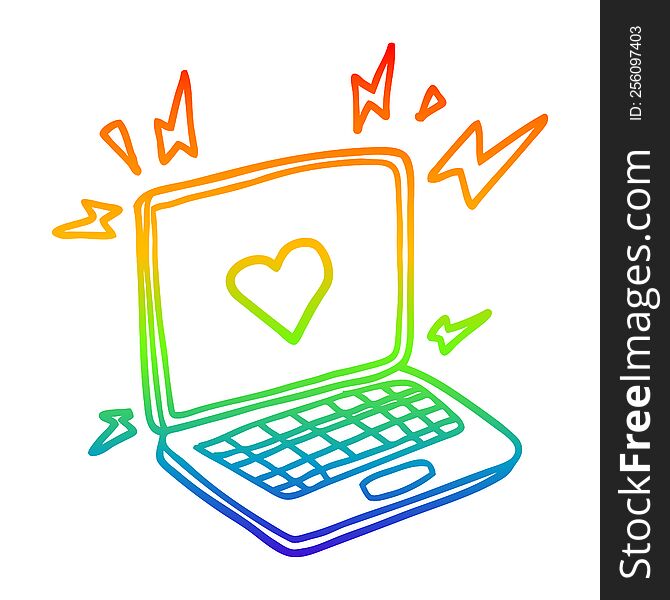 rainbow gradient line drawing of a internet dating cartoon