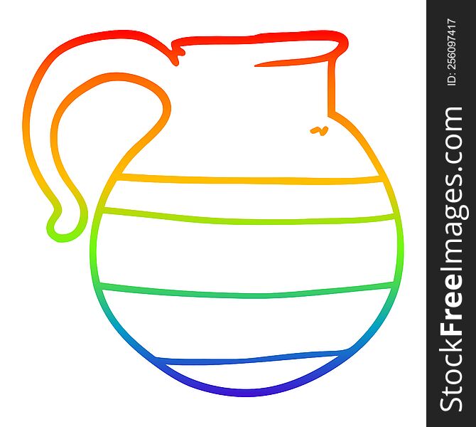 rainbow gradient line drawing of a cartoon striped jug