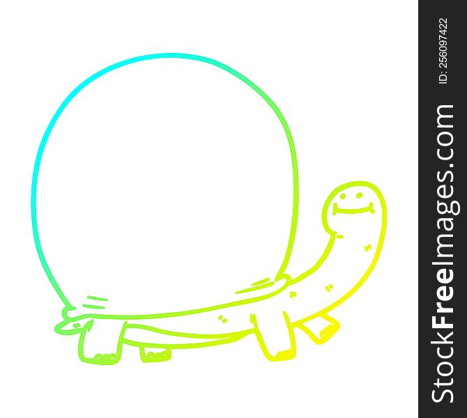 Cold Gradient Line Drawing Cartoon Tortoise