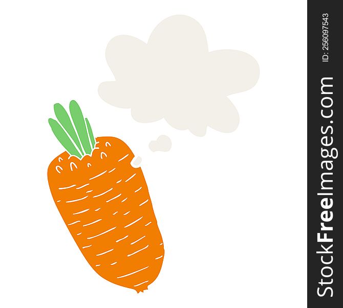 cartoon vegetable with thought bubble in retro style