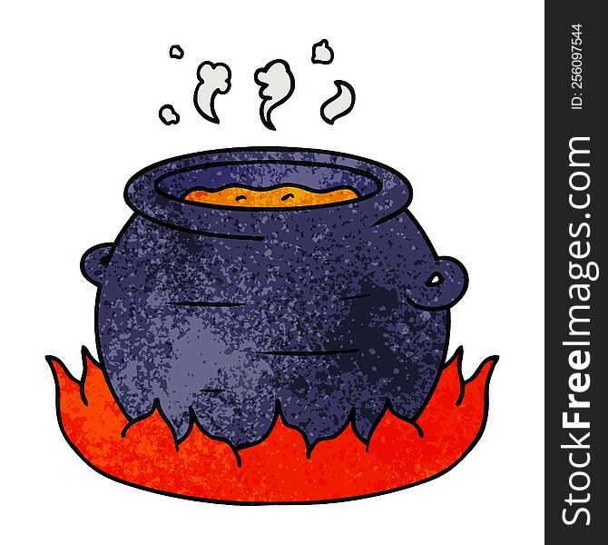 hand drawn textured cartoon doodle of a pot of stew