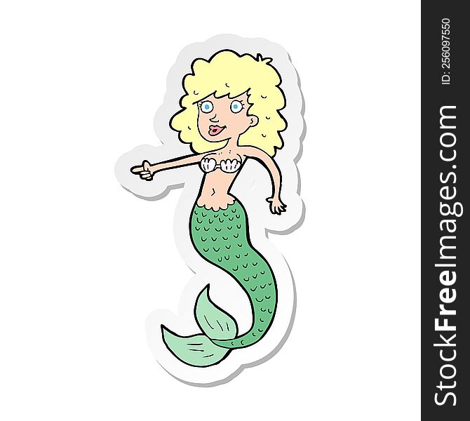 sticker of a cartoon mermaid