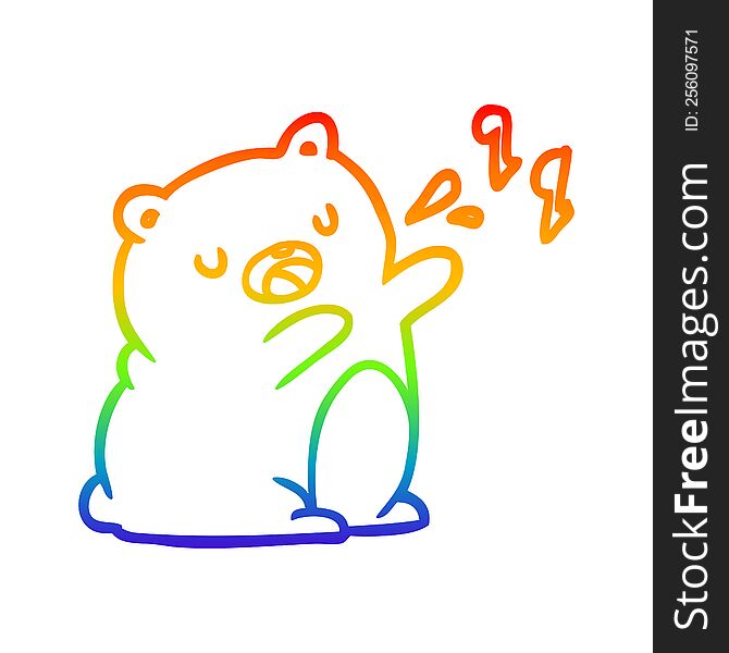 rainbow gradient line drawing of a bear singing a song