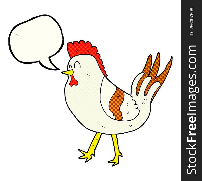 freehand drawn comic book speech bubble cartoon chicken