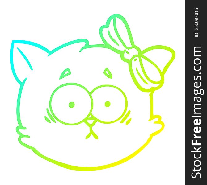 cold gradient line drawing of a worried cartoon cat face
