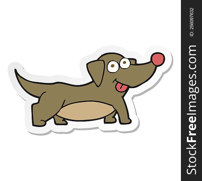 Sticker Of A Cartoon Happy Little Dog