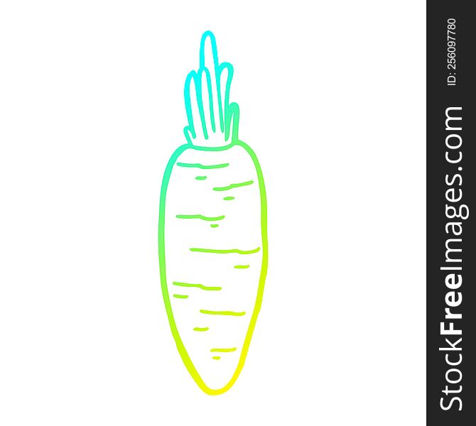 cold gradient line drawing of a cartoon carrot