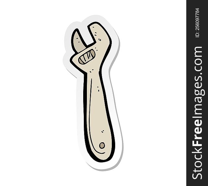 Sticker Of A Cartoon Adjustable Spanner