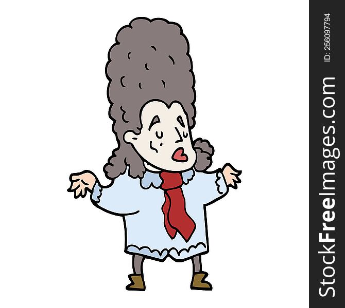 cartoon doodle man in wig