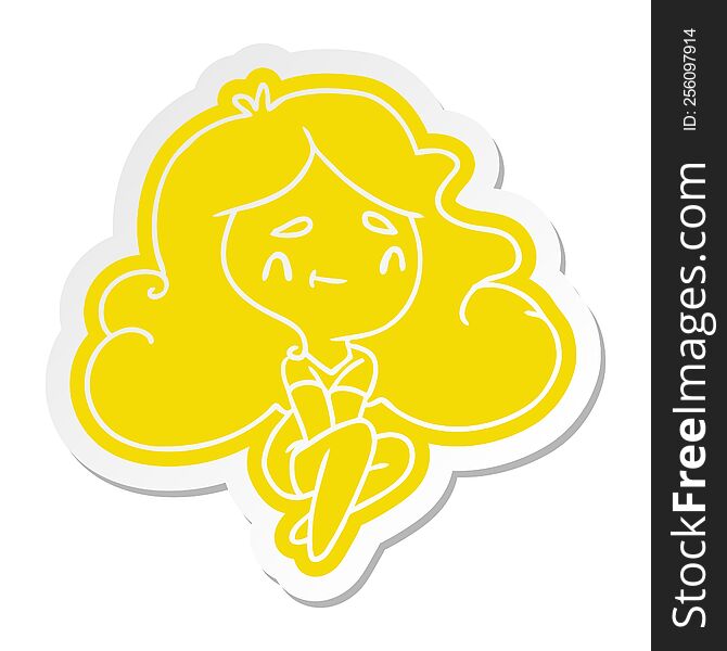 cartoon sticker of a cute kawaii girl