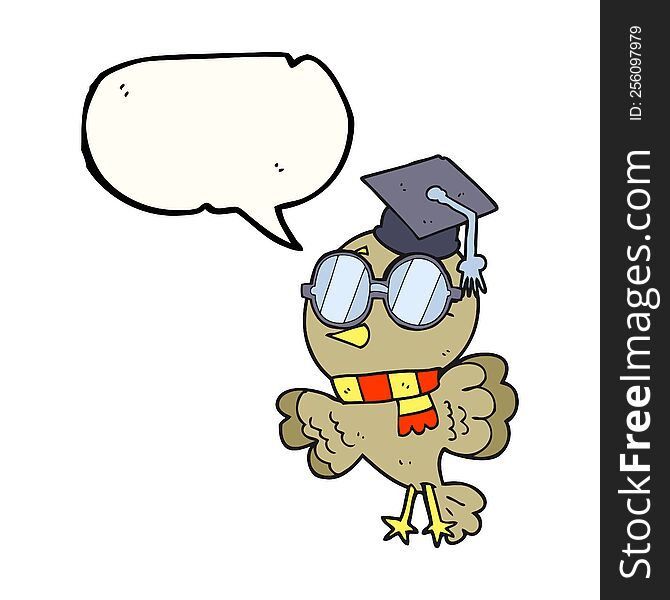 Cute Speech Bubble Cartoon Well Educated Bird