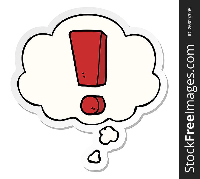 cartoon exclamation mark with thought bubble as a printed sticker