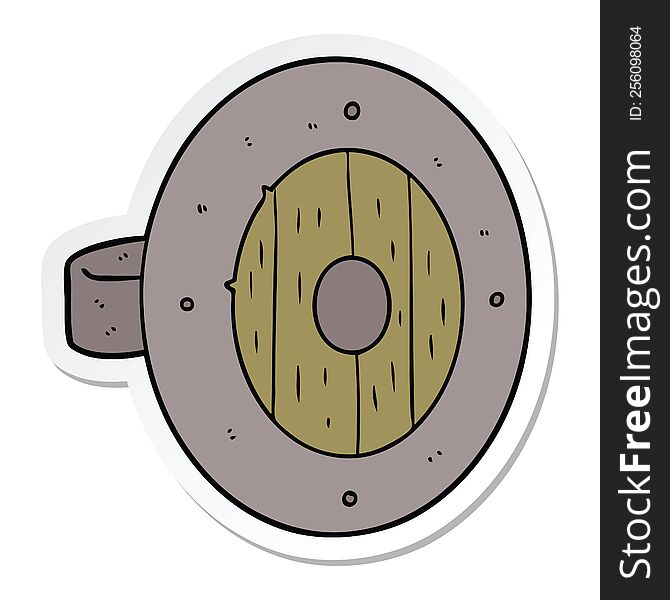 sticker of a viking shield cartoon