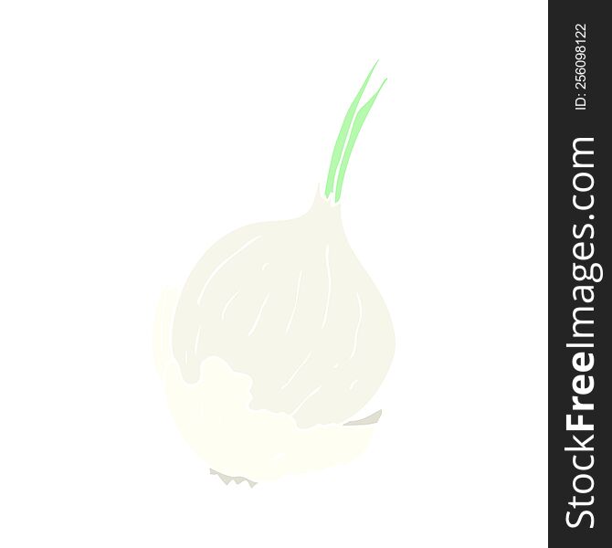 Flat Color Illustration Of A Cartoon Garlic