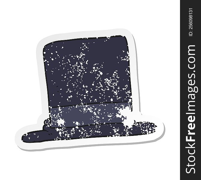 Retro Distressed Sticker Of A Cartoon Top Hat