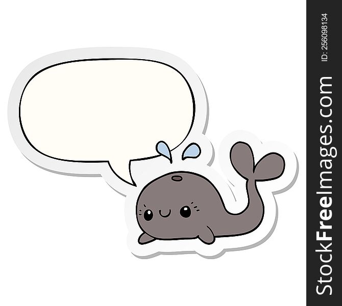 cute cartoon whale with speech bubble sticker