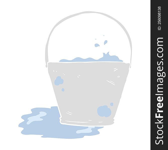 Flat Color Illustration Of A Cartoon Bucket Of Water