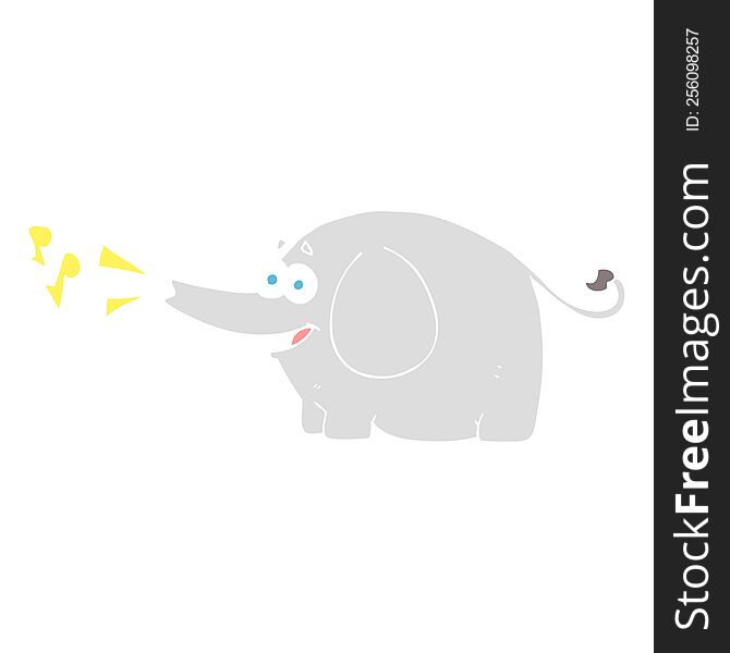 Flat Color Illustration Of A Cartoon Trumpeting Elephant