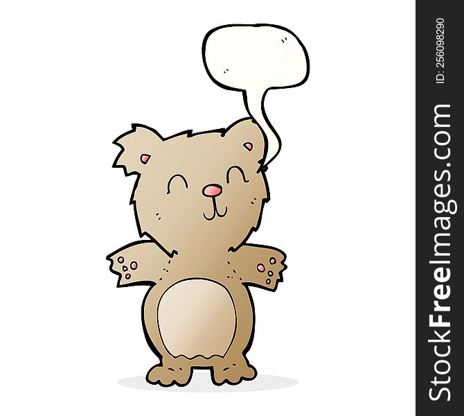 Cartoon Cute Teddy Bear With Speech Bubble