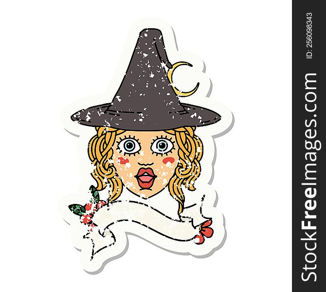Human Witch Character Face Grunge Sticker
