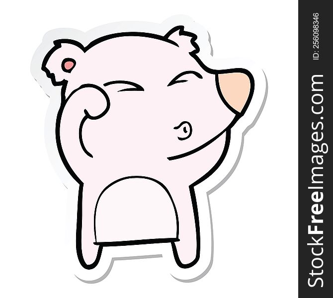 sticker of a cartoon tired bear rubbing eyes