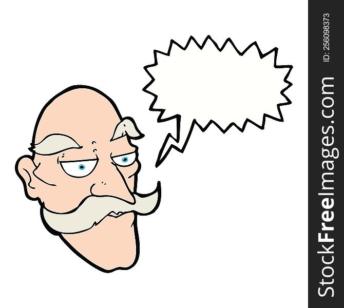 Cartoon Old Man Face With Speech Bubble