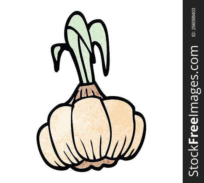 cartoon doodle sprouting garlic
