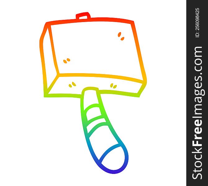 rainbow gradient line drawing of a cartoon wood hammer