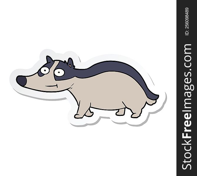 sticker of a cartoon friendly badger