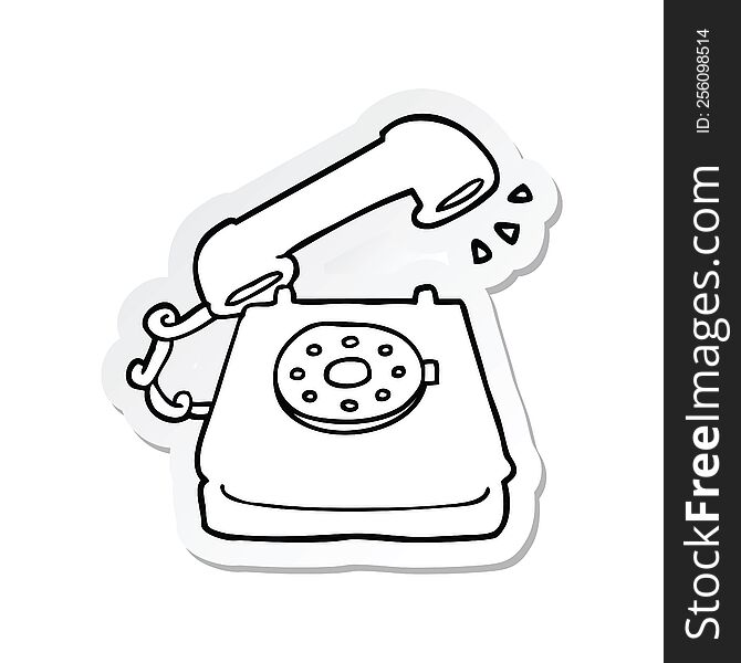 sticker of a cartoon ringing telephone