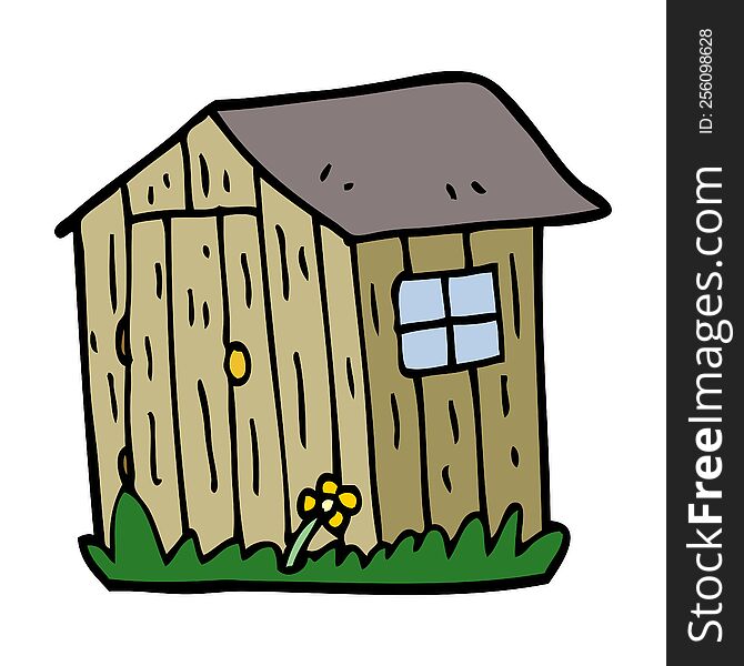 Cartoon Doodle Wooden Shed